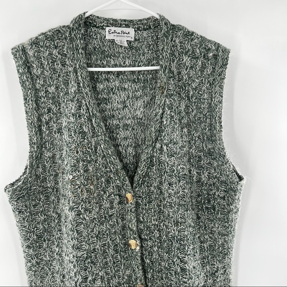 Extra Point Reference Button Down Knit Sweater Ve… - image 2